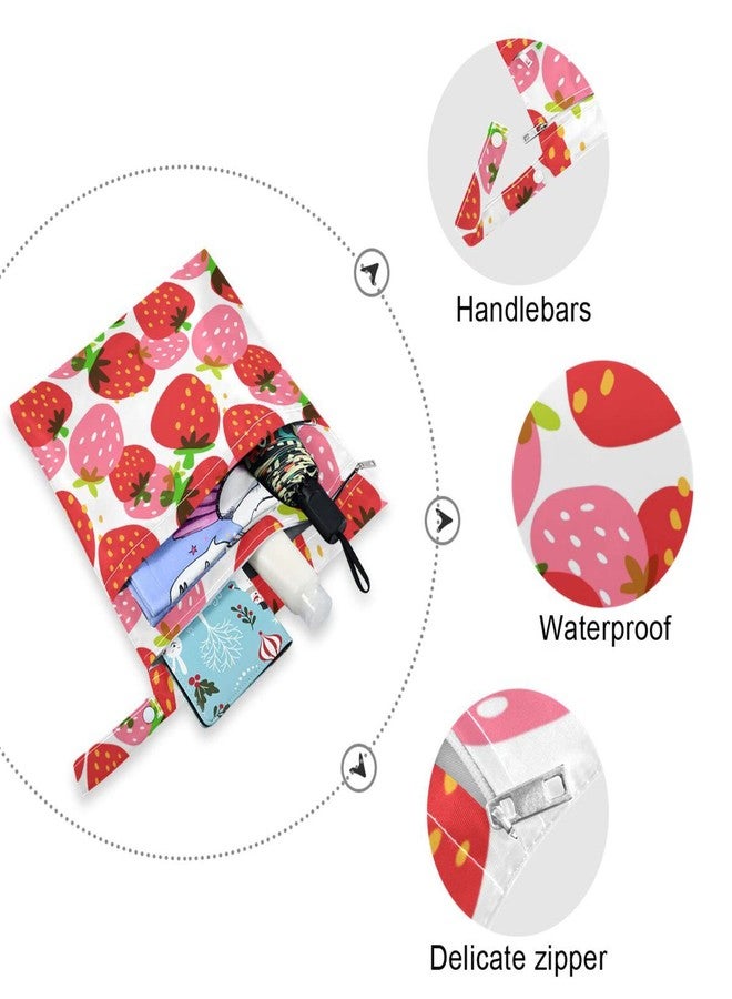 Kigai 2pcs Strawberry Wet Dry Bags,Waterproof Reusable Cloth Diaper Wet Dry Bags for Travel,Diapers,Dirty Gym Clothes and Toiletries - Image 4